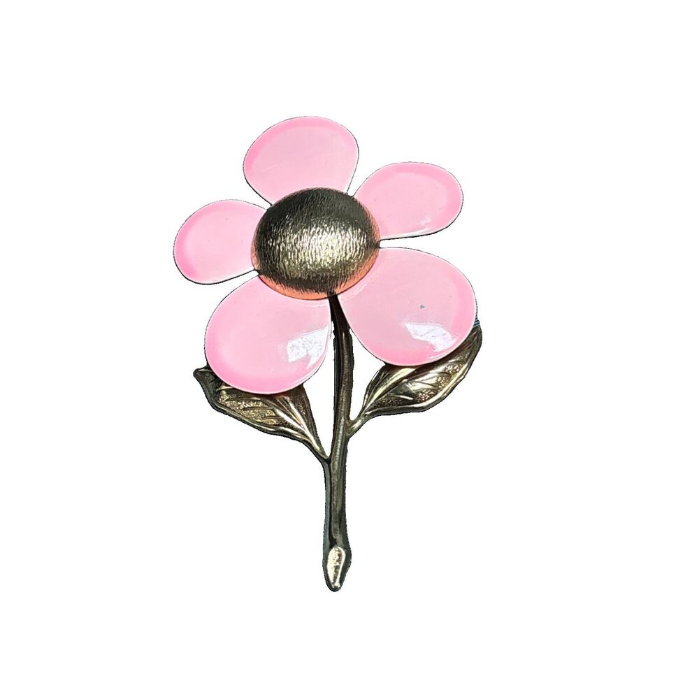 Vintage 60's Sarah Coventry Flower Flattery Brooch Pin Pink Version Mod Groovy